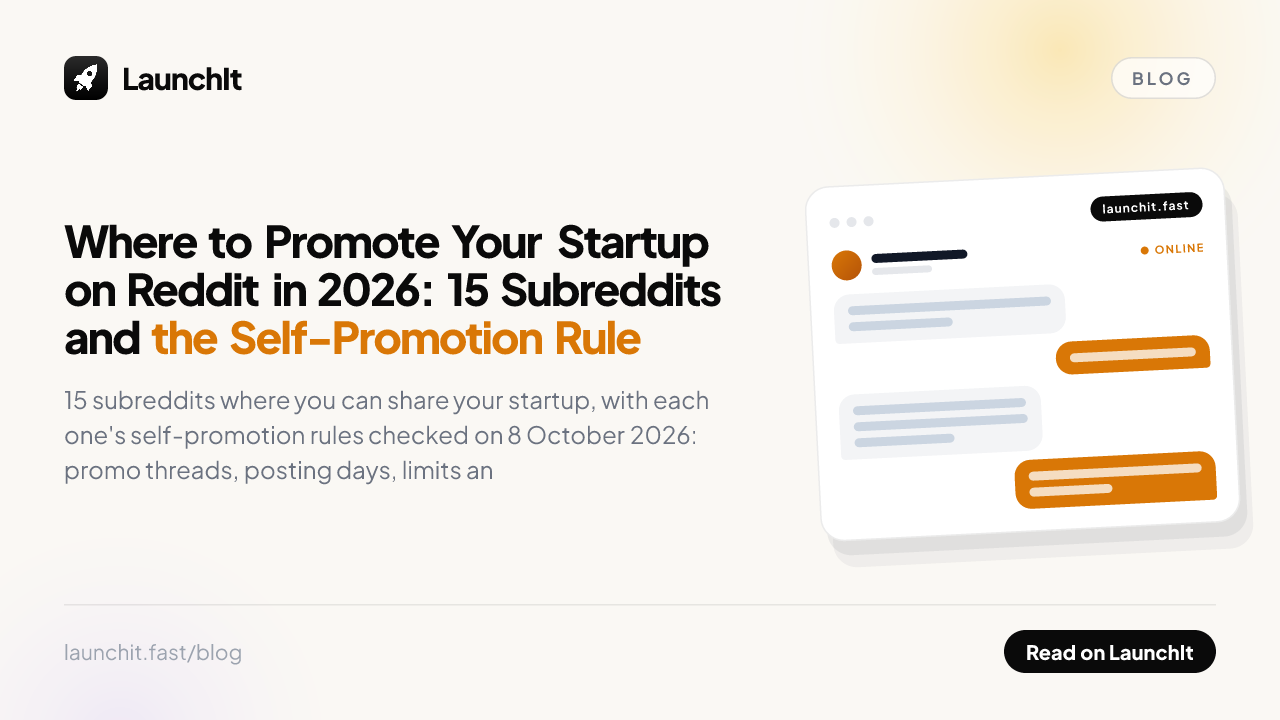 Where to Promote Your Startup on Reddit in 2026: 15 Subreddits and the Self-Promotion Rules for Each