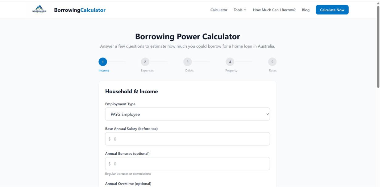 Borrowing Calculator screenshot