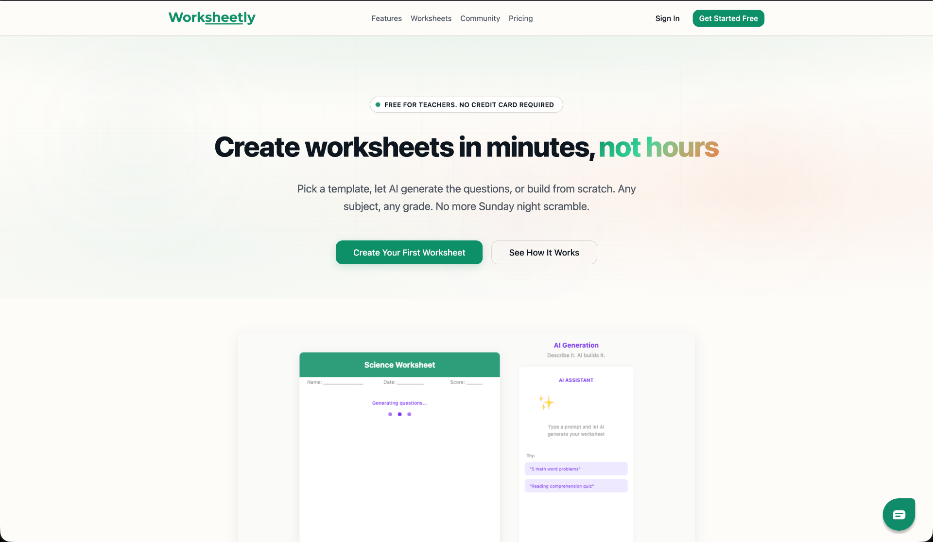 Worksheetly screenshot