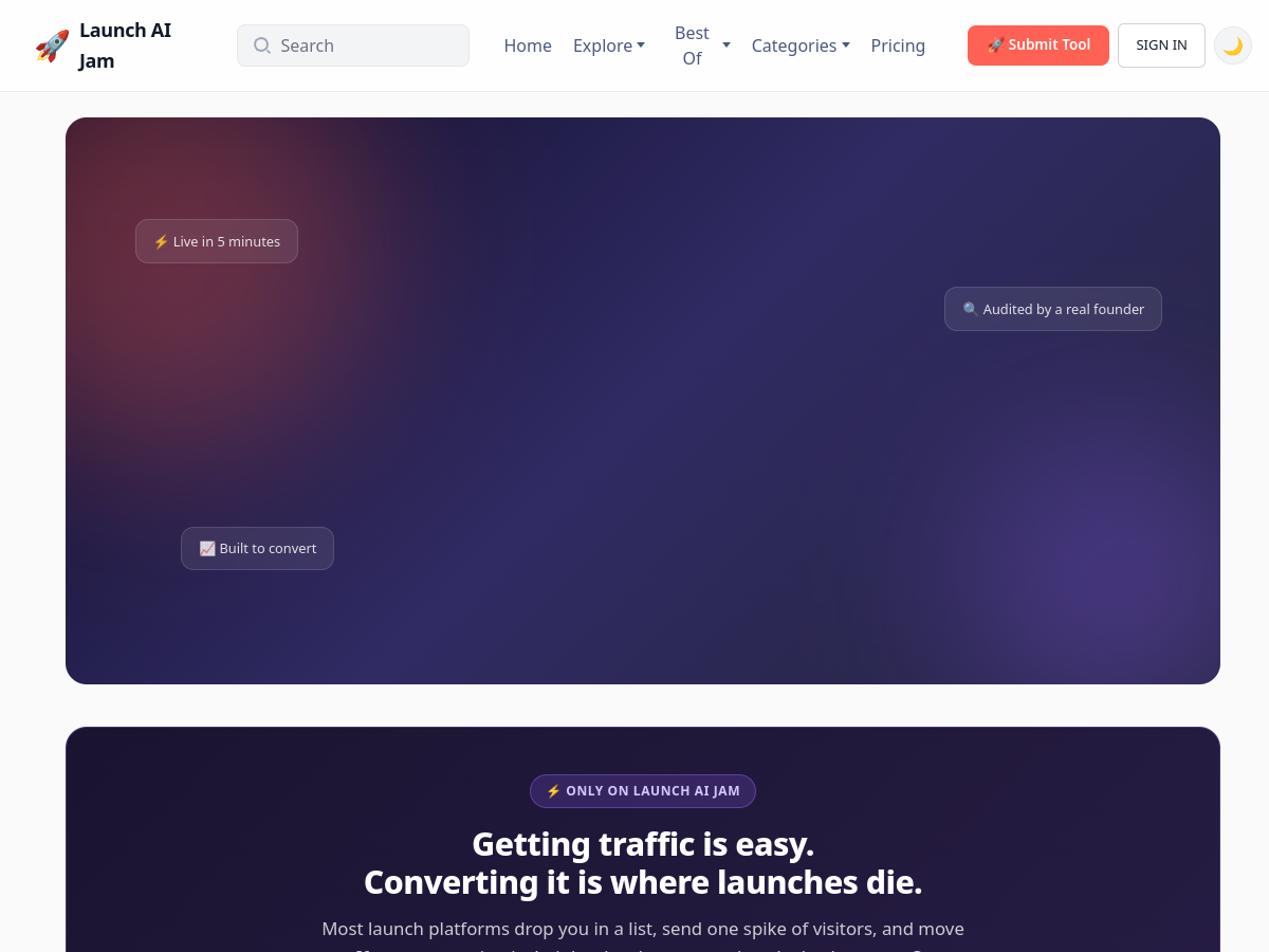 Screenshot of launchaijam.com