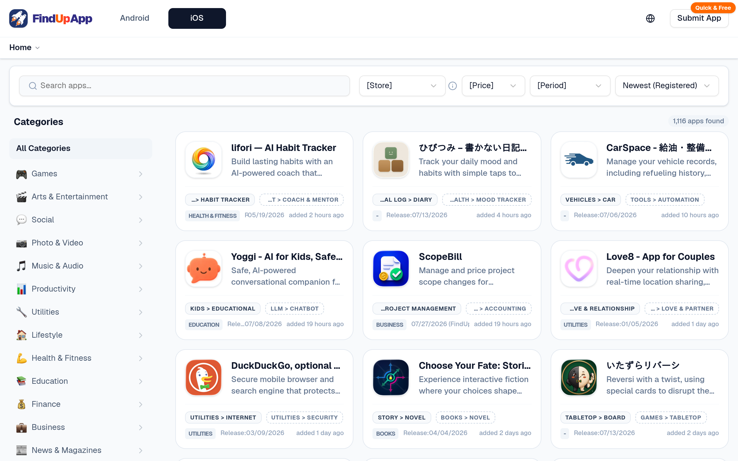 FindUpApp landing page preview