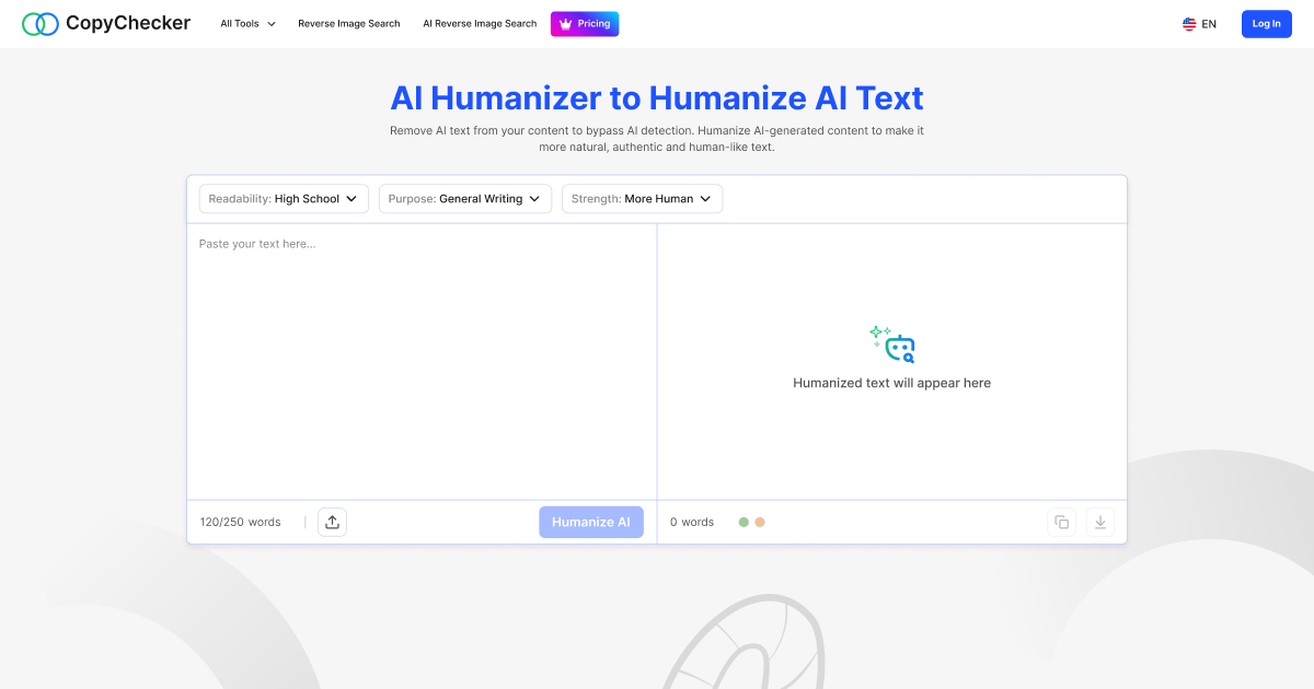 Free AI Humanizer landing page preview
