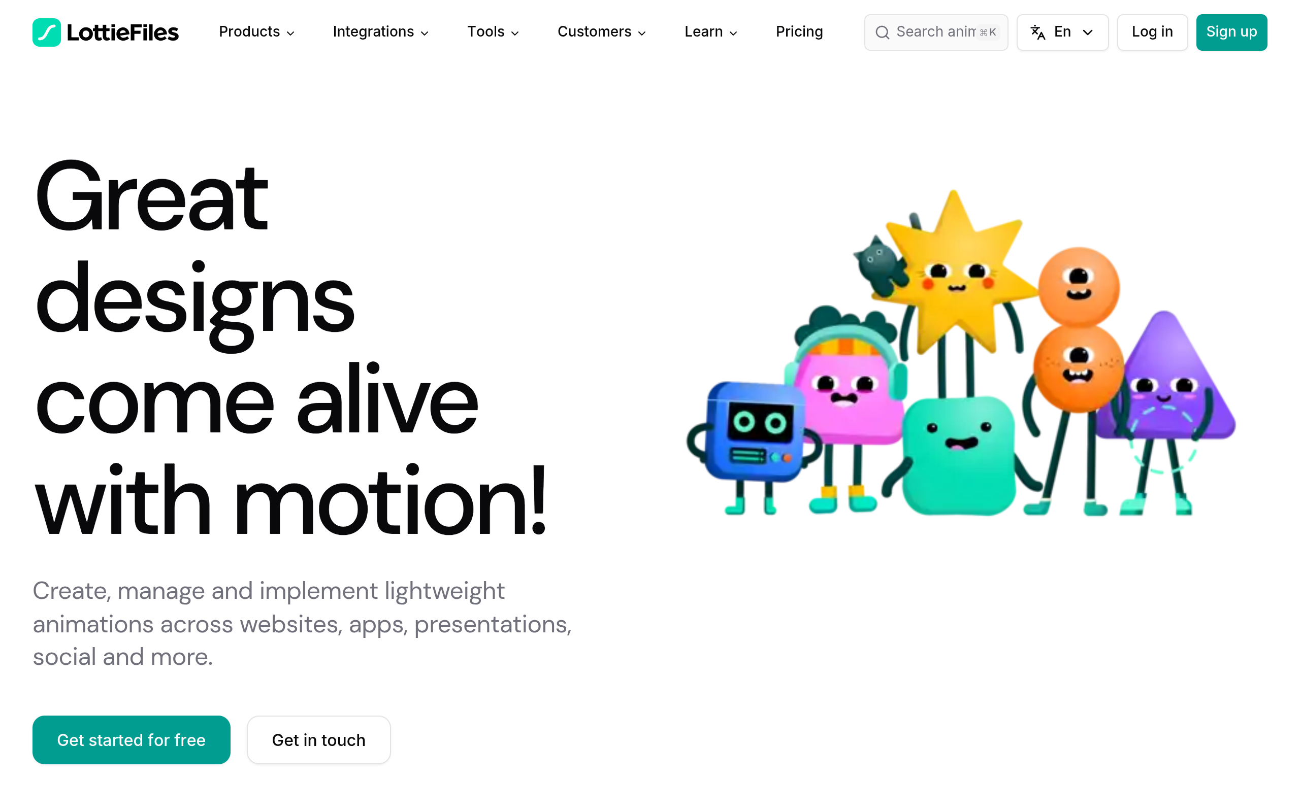 Lottie landing page preview