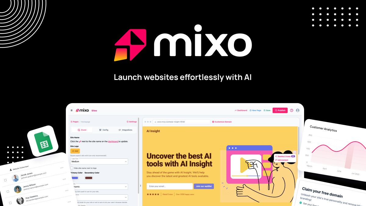 Mixo landing page preview