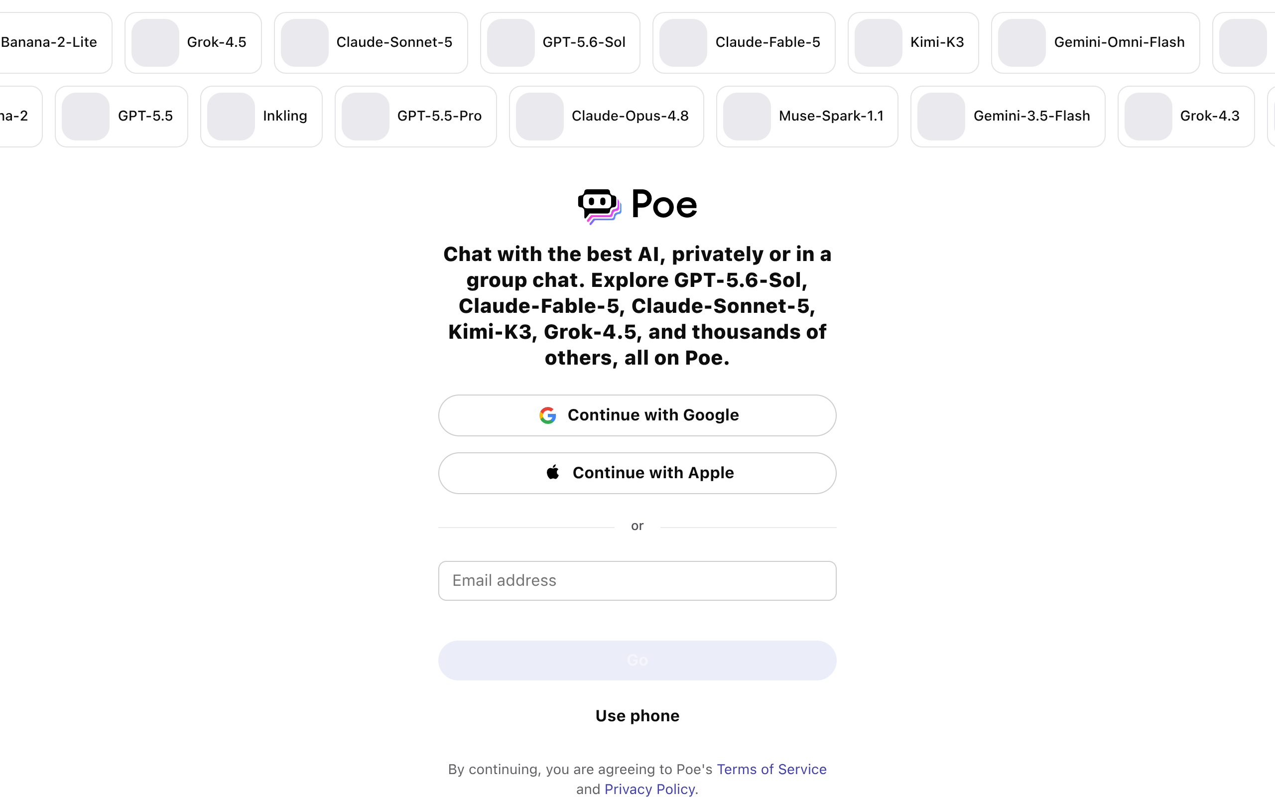 Poe landing page preview
