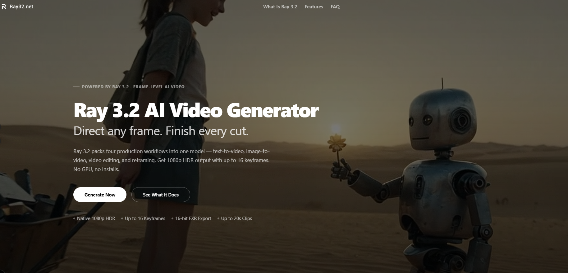 Ray 3.2 landing page preview