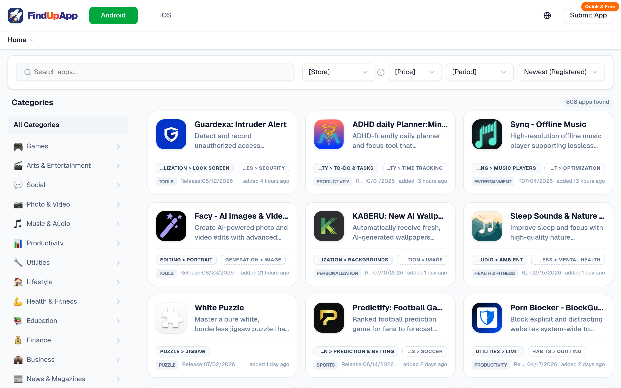 FindUpApp landing page preview