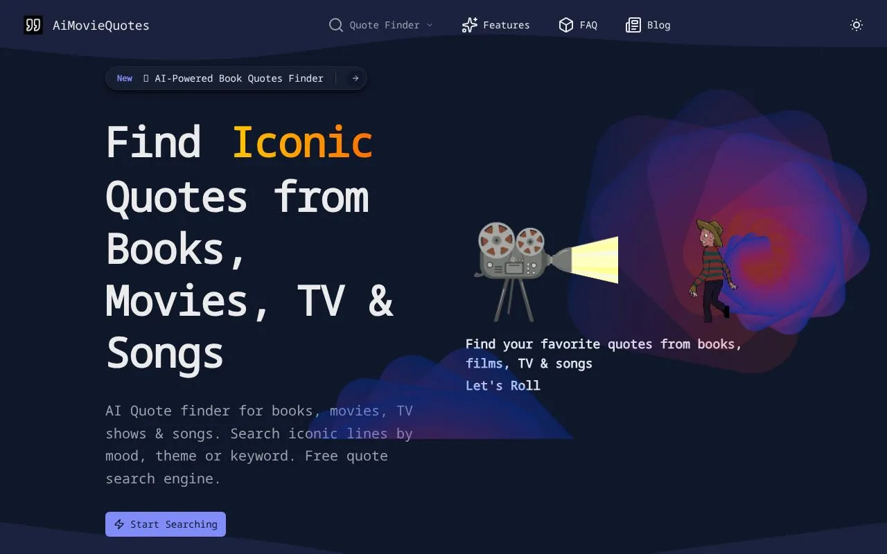 AiMovieQuotes homepage screenshot