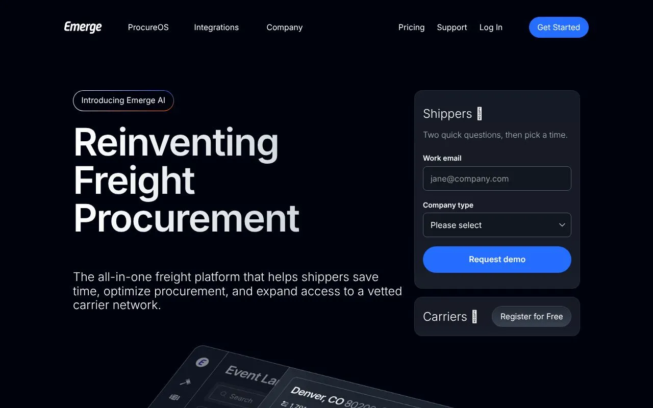 Emerge homepage screenshot