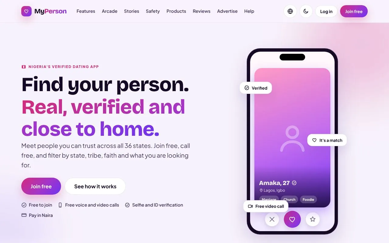 MyPerson homepage screenshot