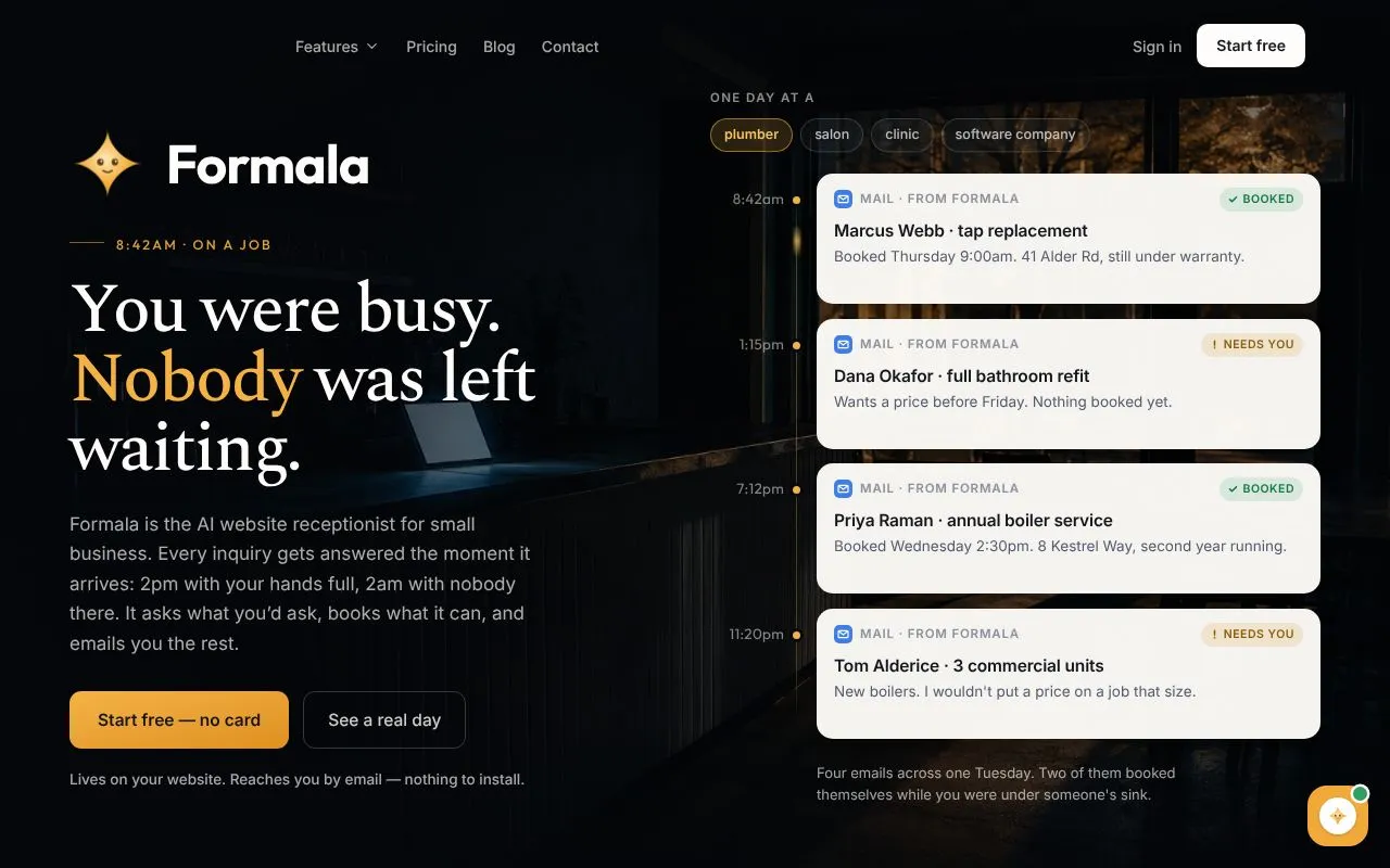 Formala homepage screenshot