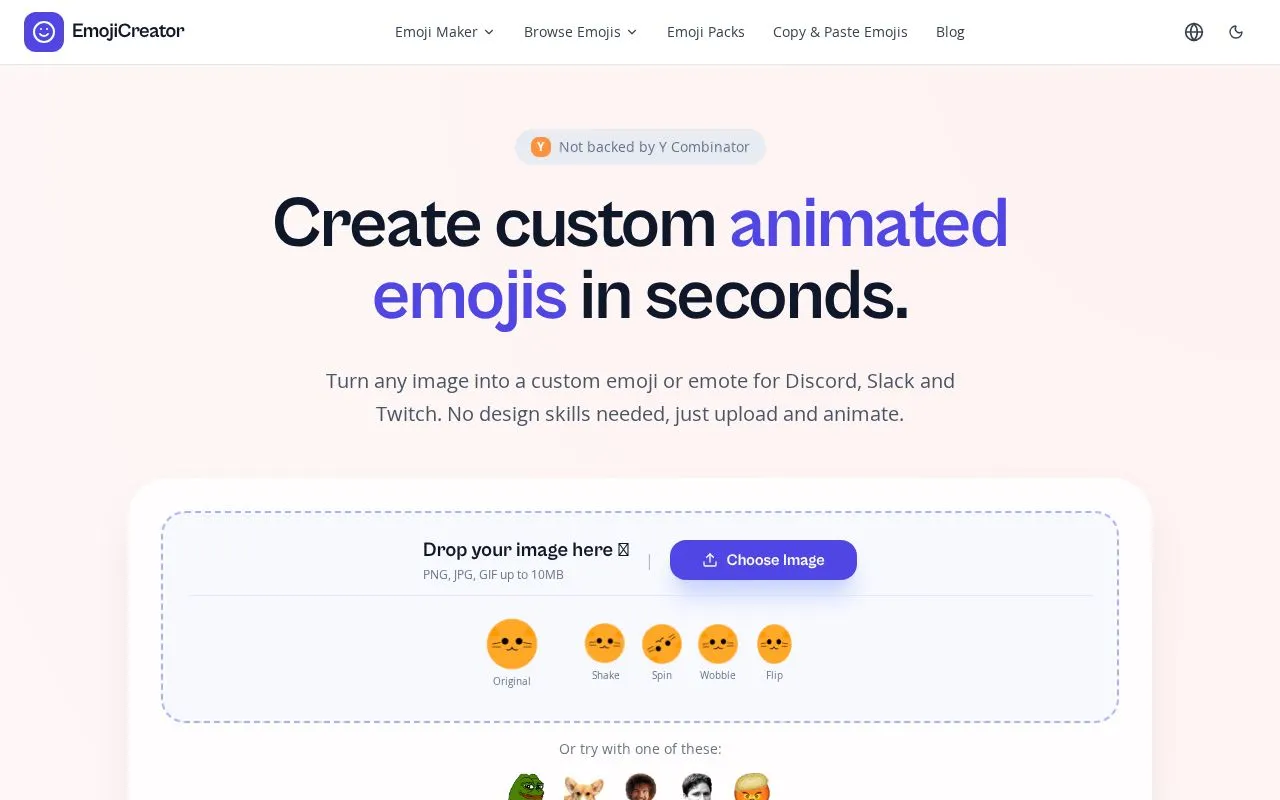 EmojiCreator homepage screenshot