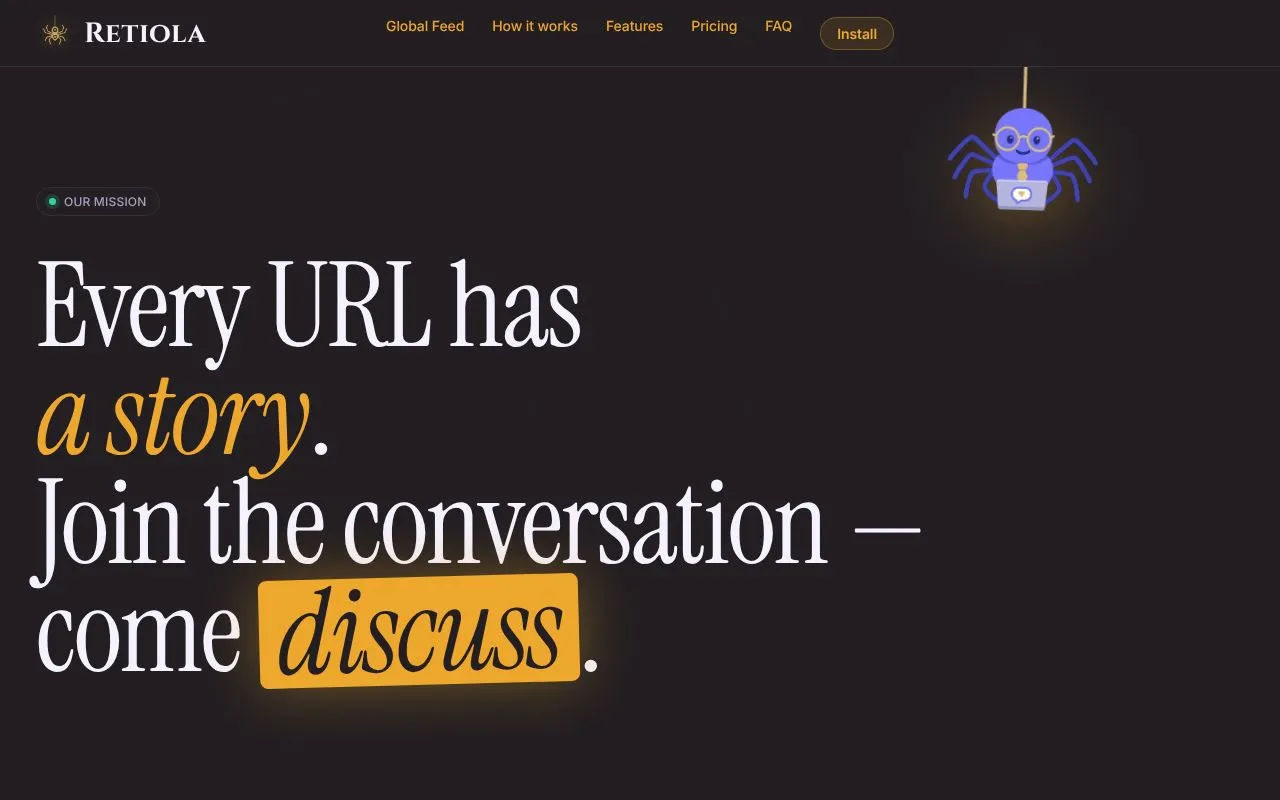 Retiola homepage screenshot