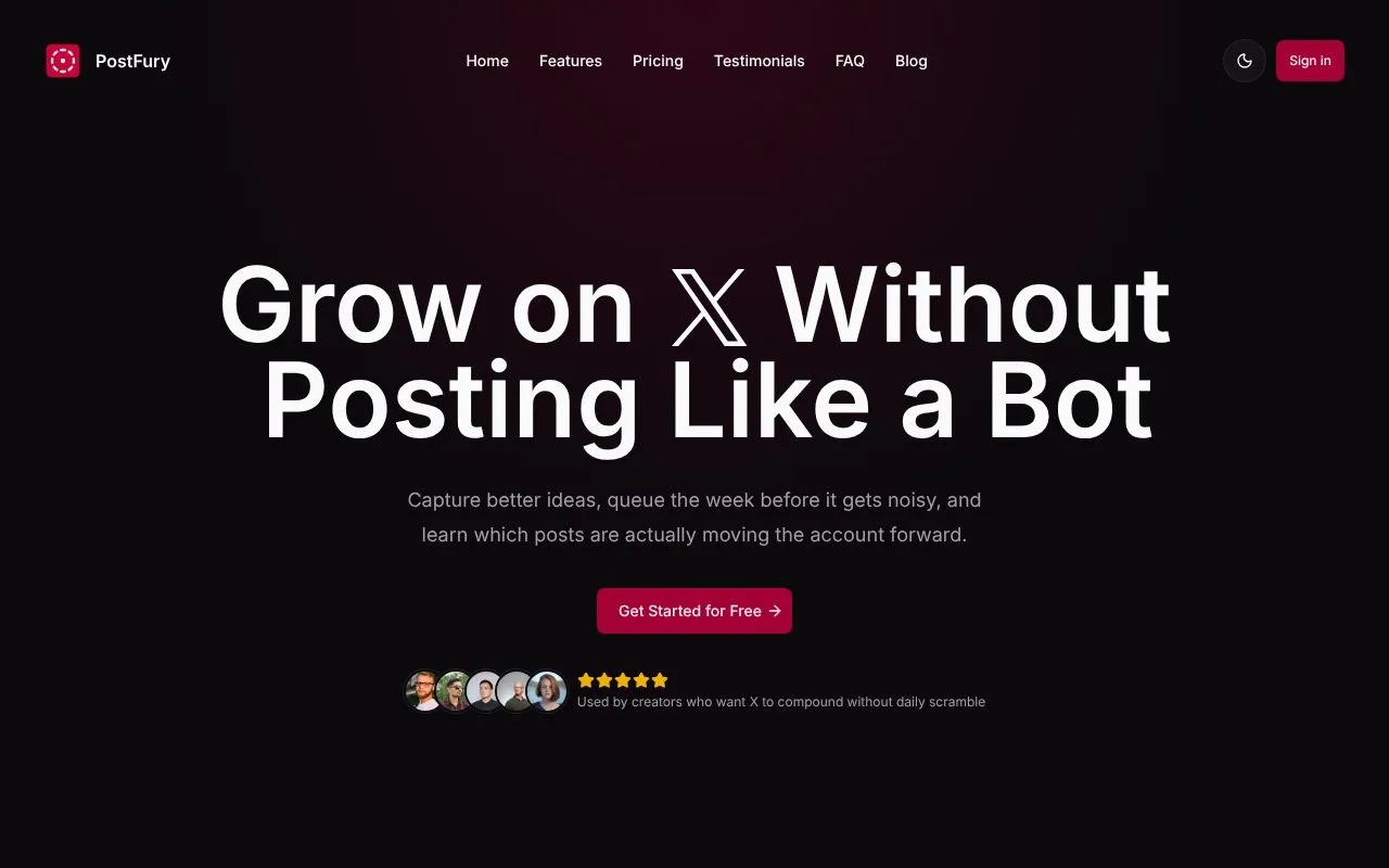 PostFury homepage screenshot