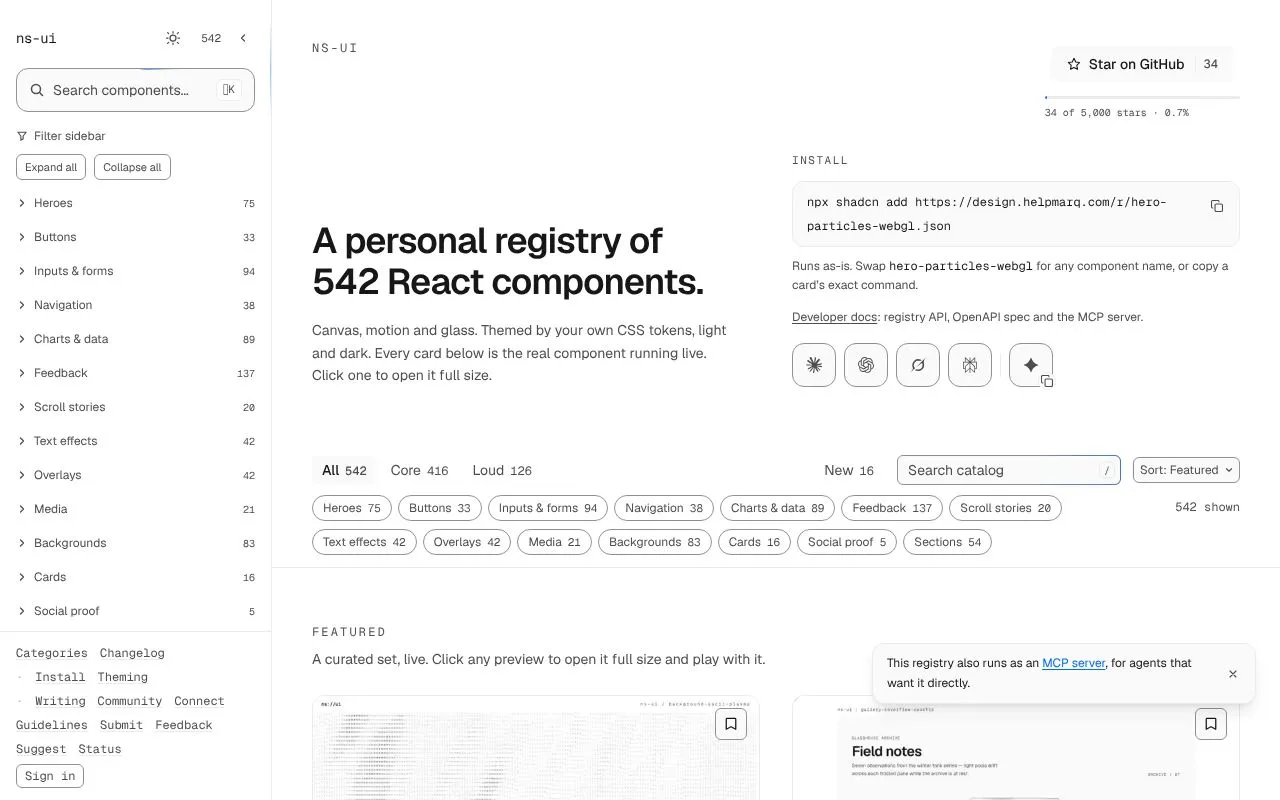 ns-ui homepage screenshot