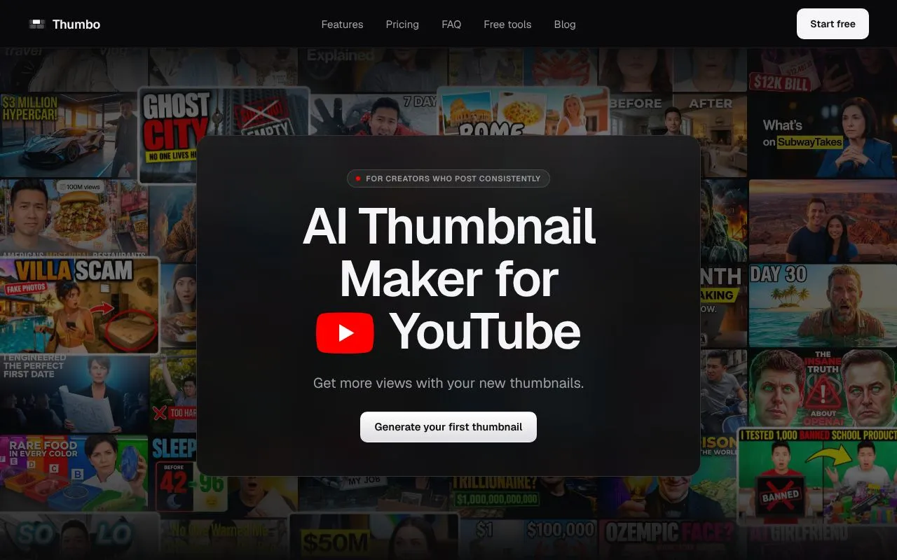 Thumbo homepage screenshot