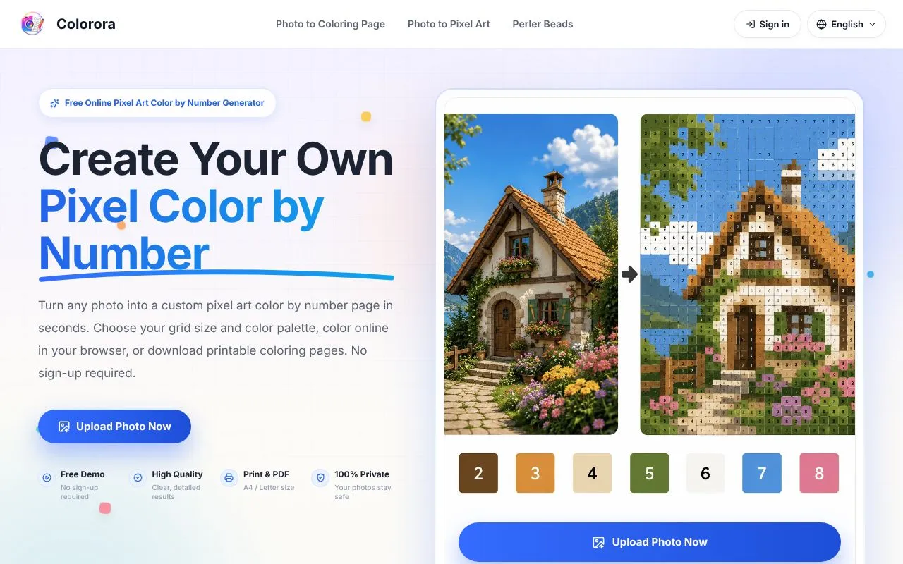 Colorora homepage screenshot