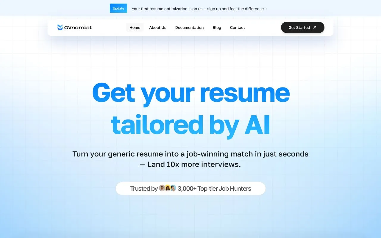 CVnomist homepage screenshot
