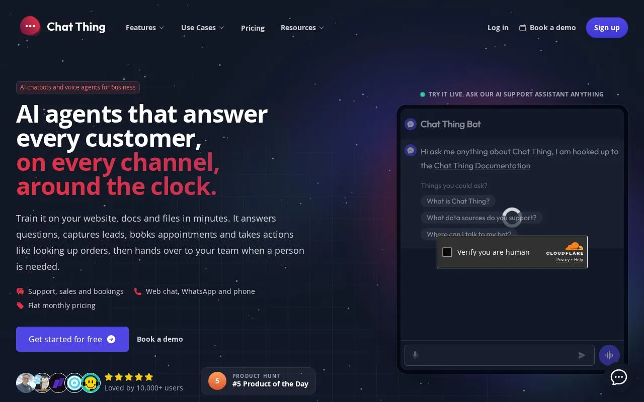Chat Thing homepage screenshot