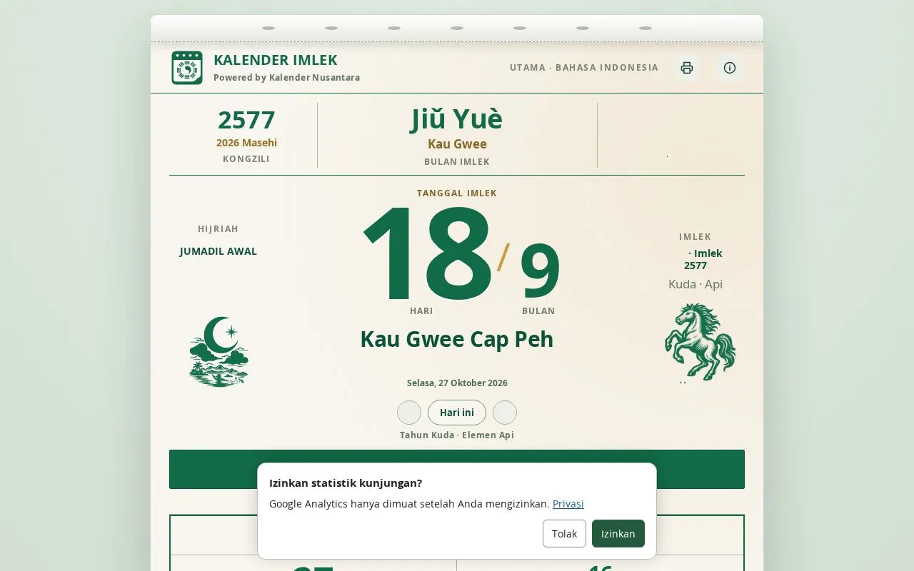 Kalender Imlek homepage screenshot