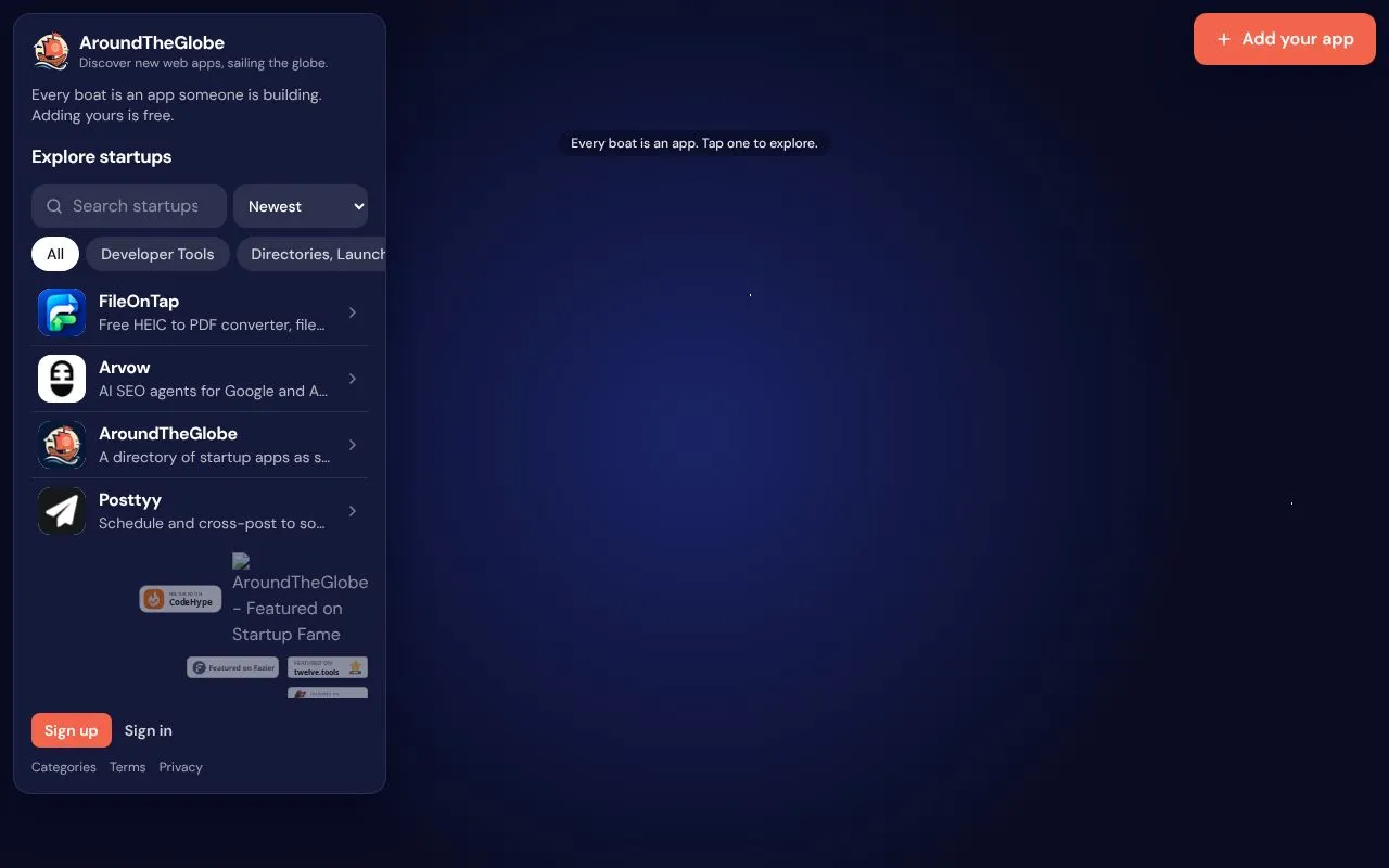AroundTheGlobe homepage screenshot