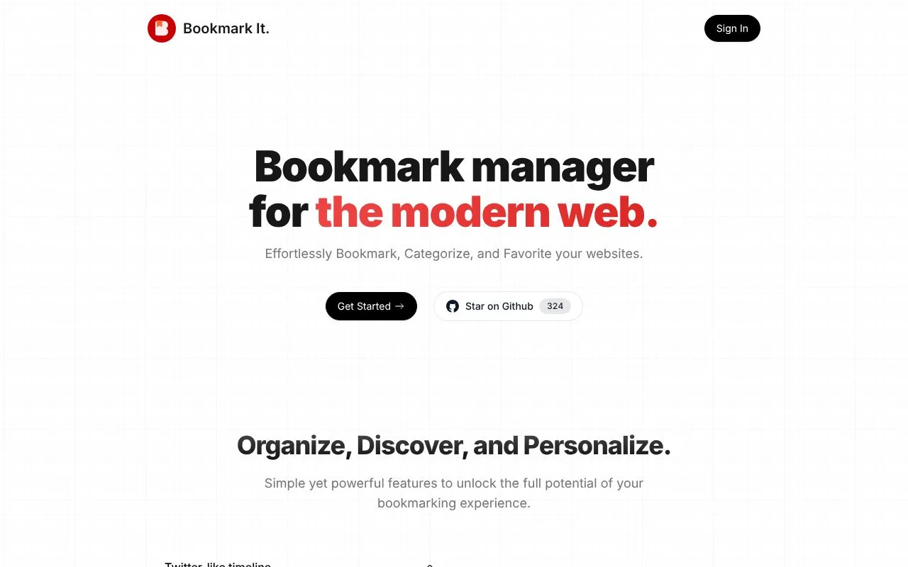 Bookmark It. homepage screenshot