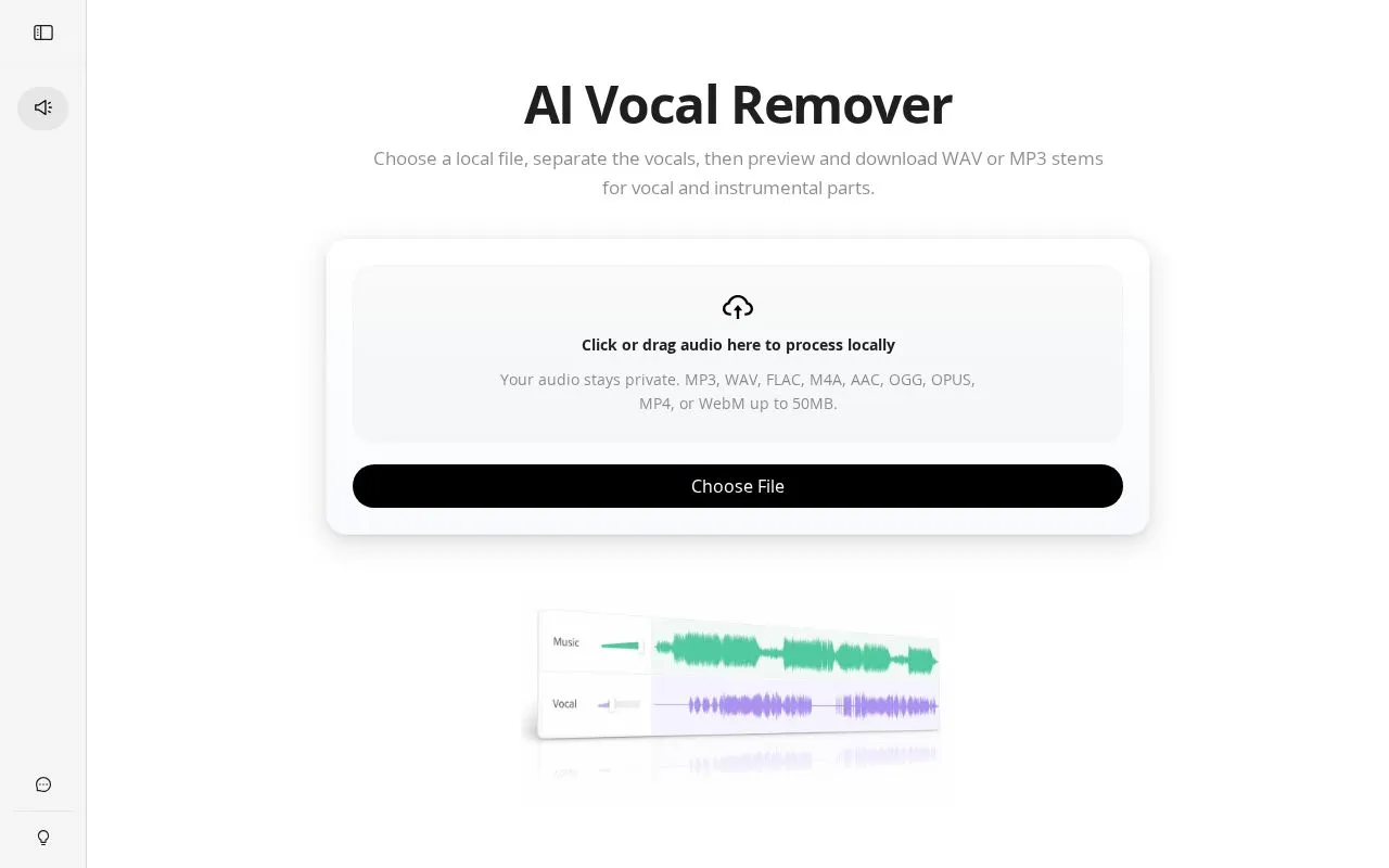 AI Vocal Remover homepage screenshot
