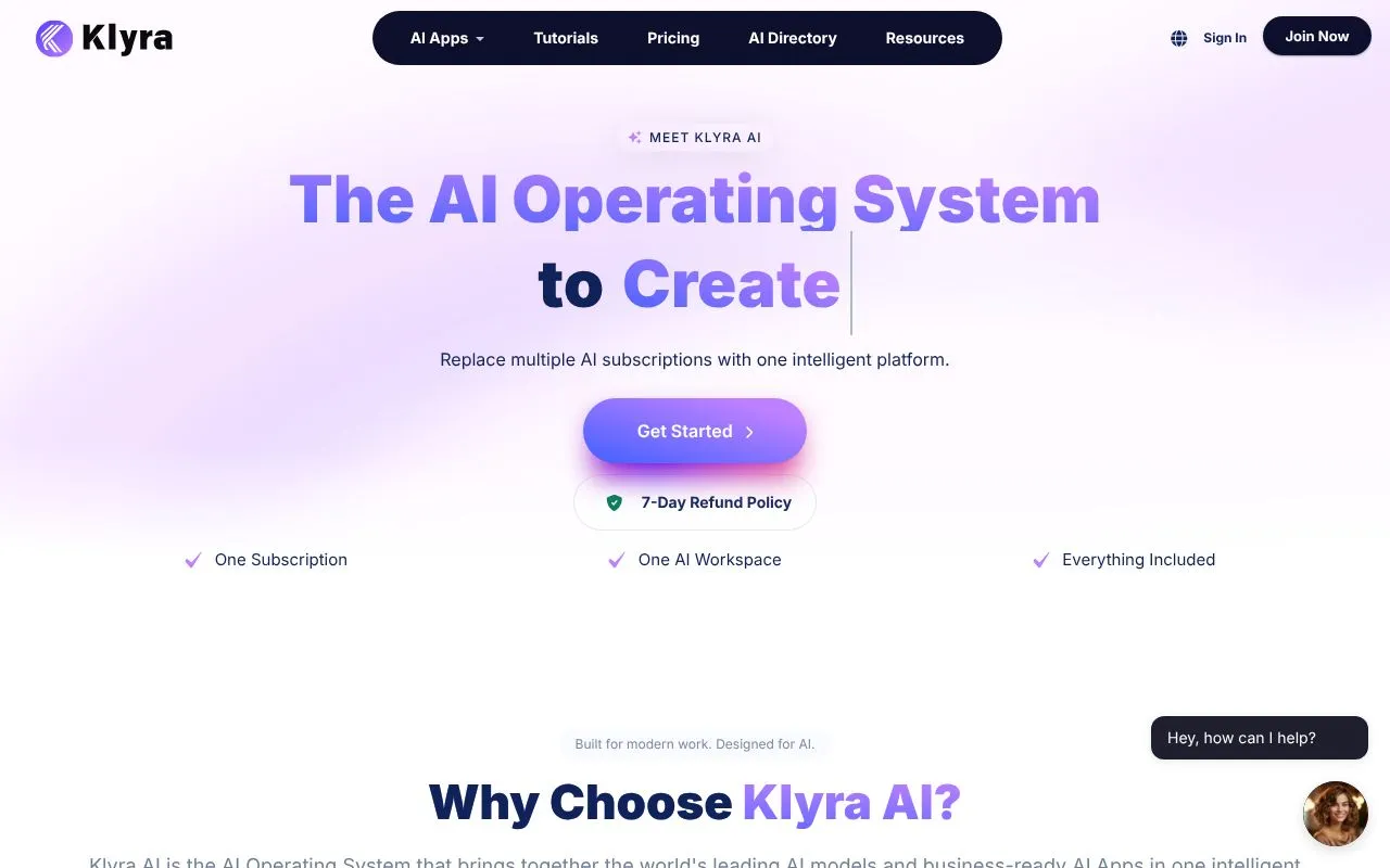 Klyra AI homepage screenshot