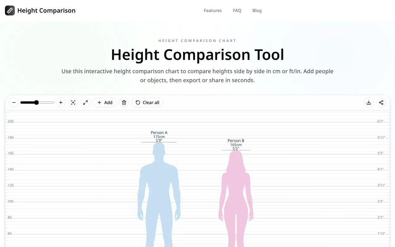 Height Comparison homepage screenshot