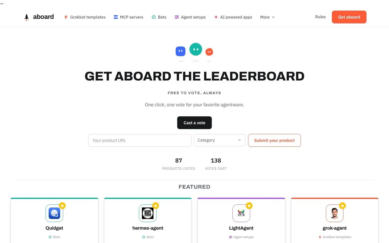 Aboard homepage screenshot