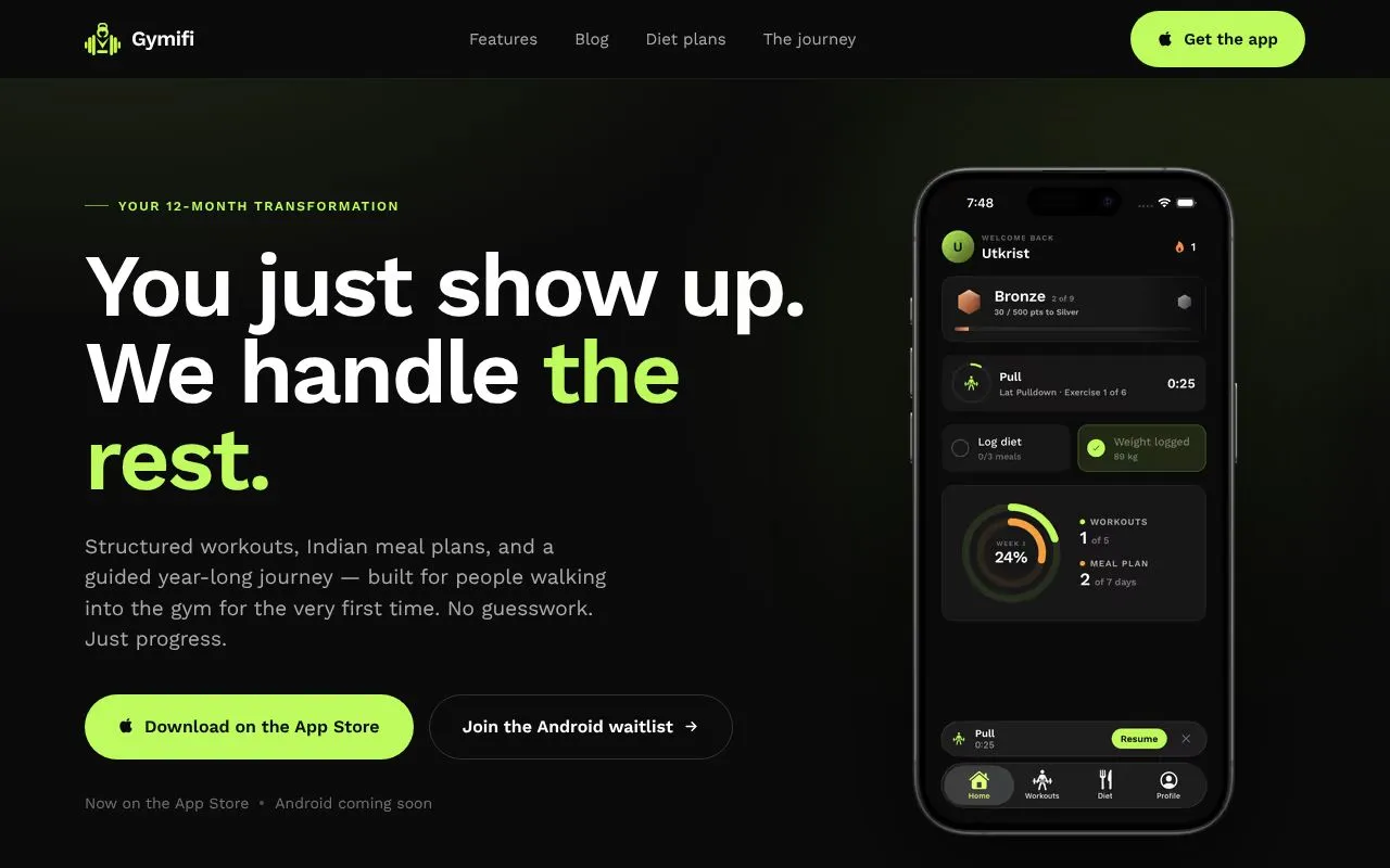 Gymifi homepage screenshot
