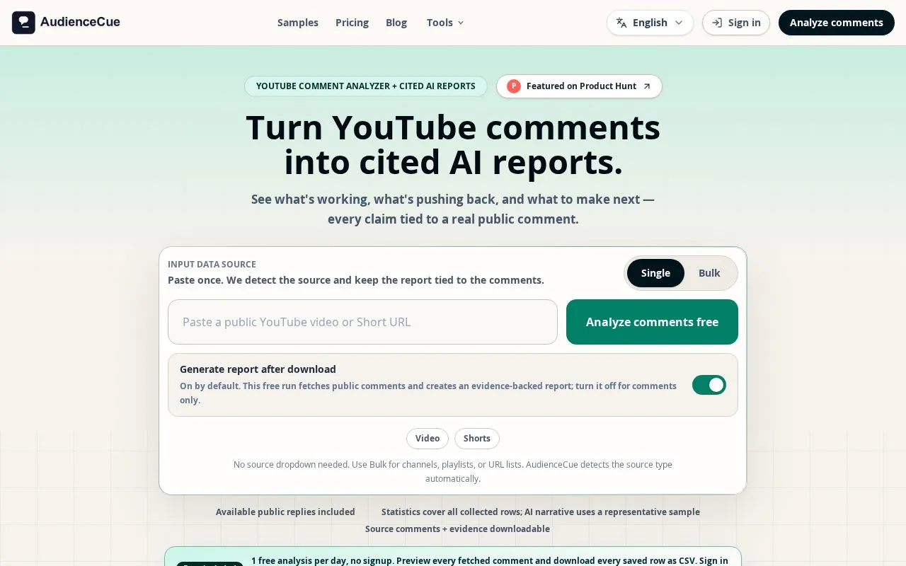 AudienceCue homepage screenshot