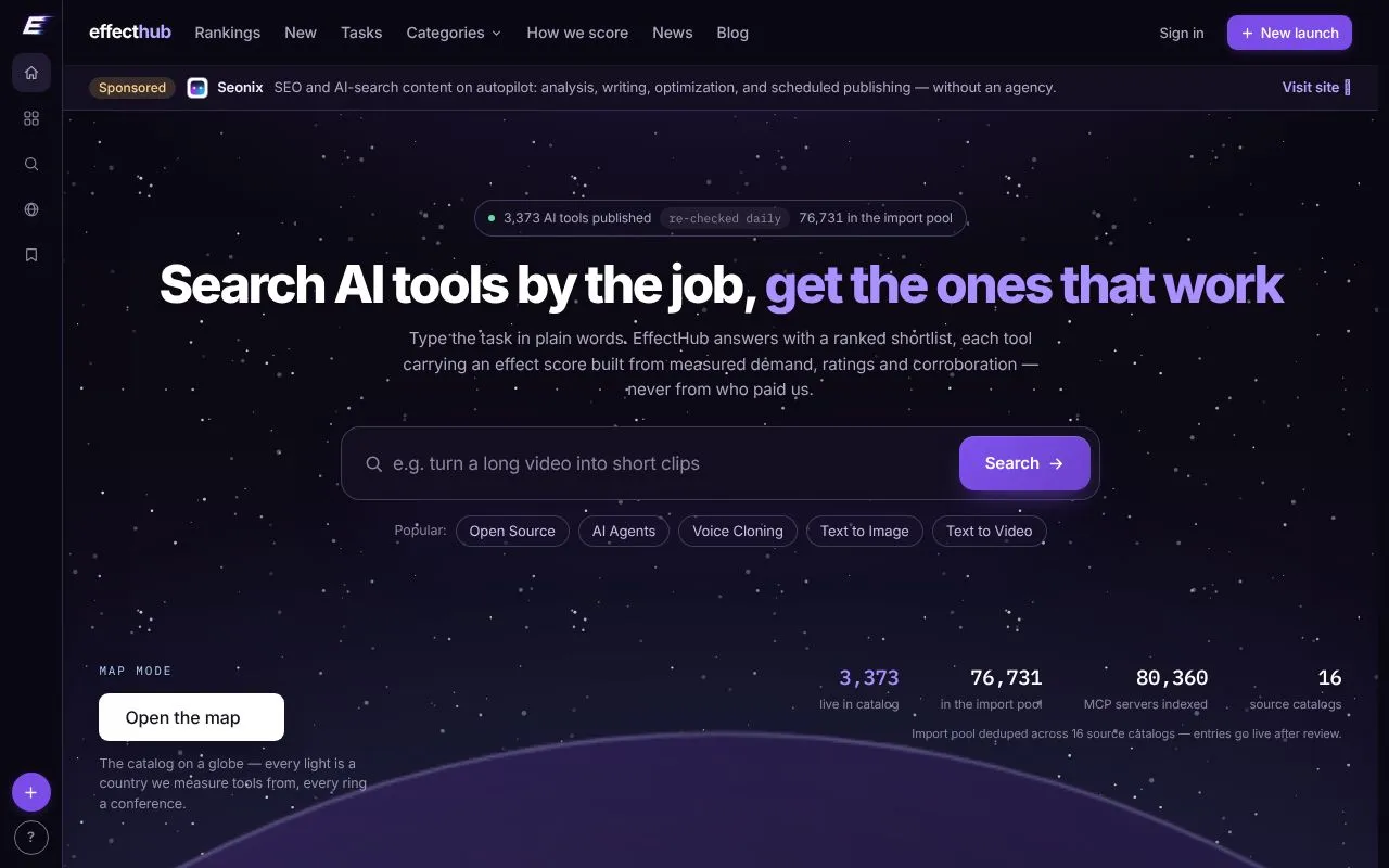 EffectHub homepage screenshot