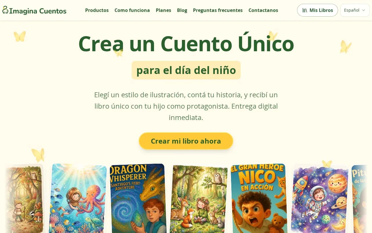 Imagina Cuentos homepage screenshot