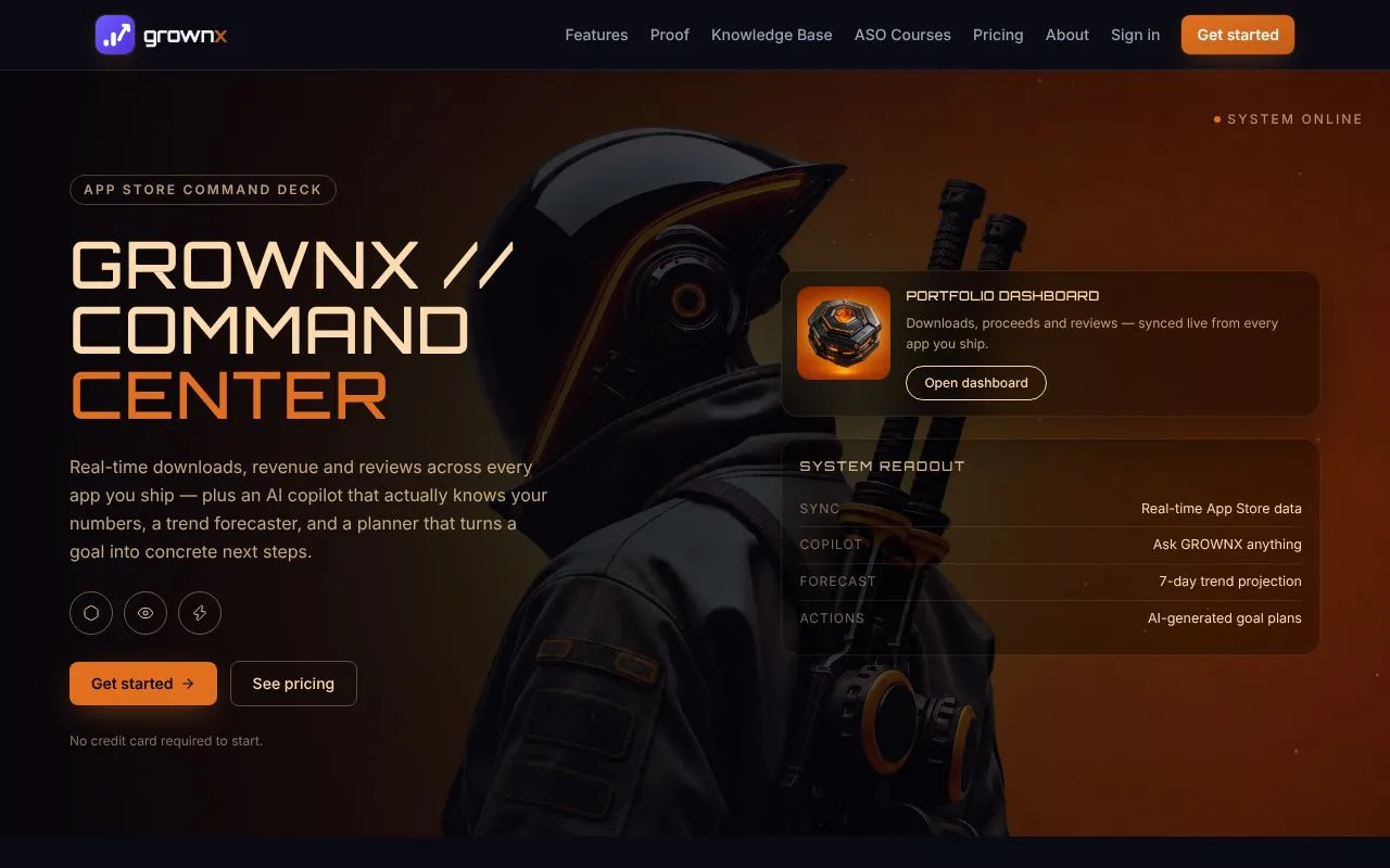 GROWNX homepage screenshot