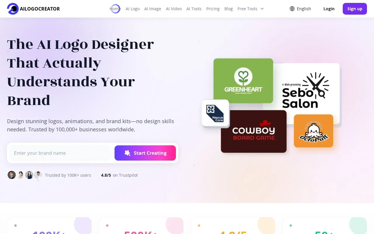 AILogoCreator homepage screenshot