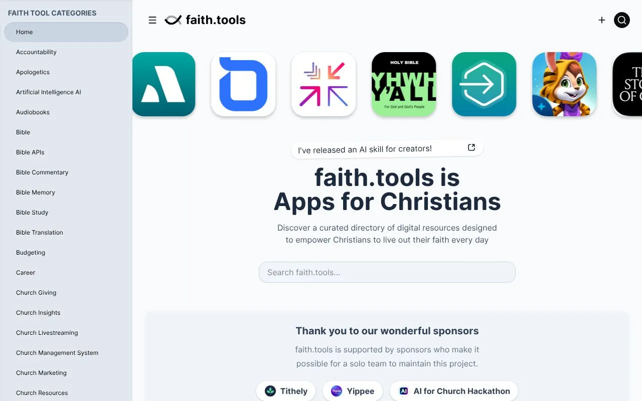 faith.tools homepage screenshot