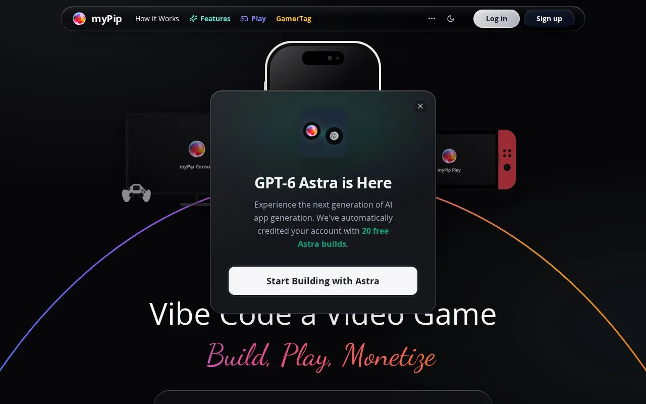 myPip homepage screenshot