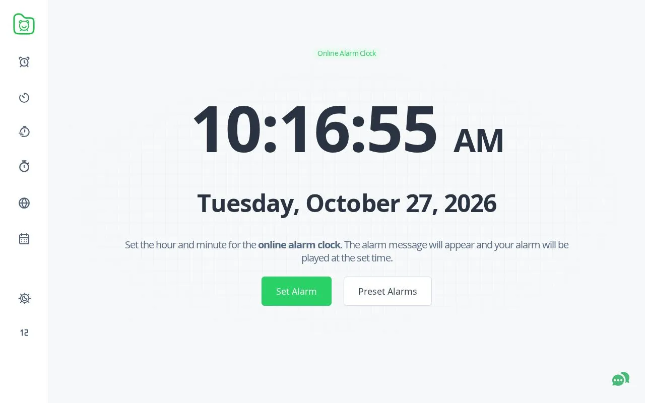 Alarm Clock Tab homepage screenshot