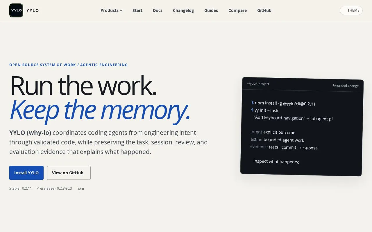 YYLO homepage screenshot