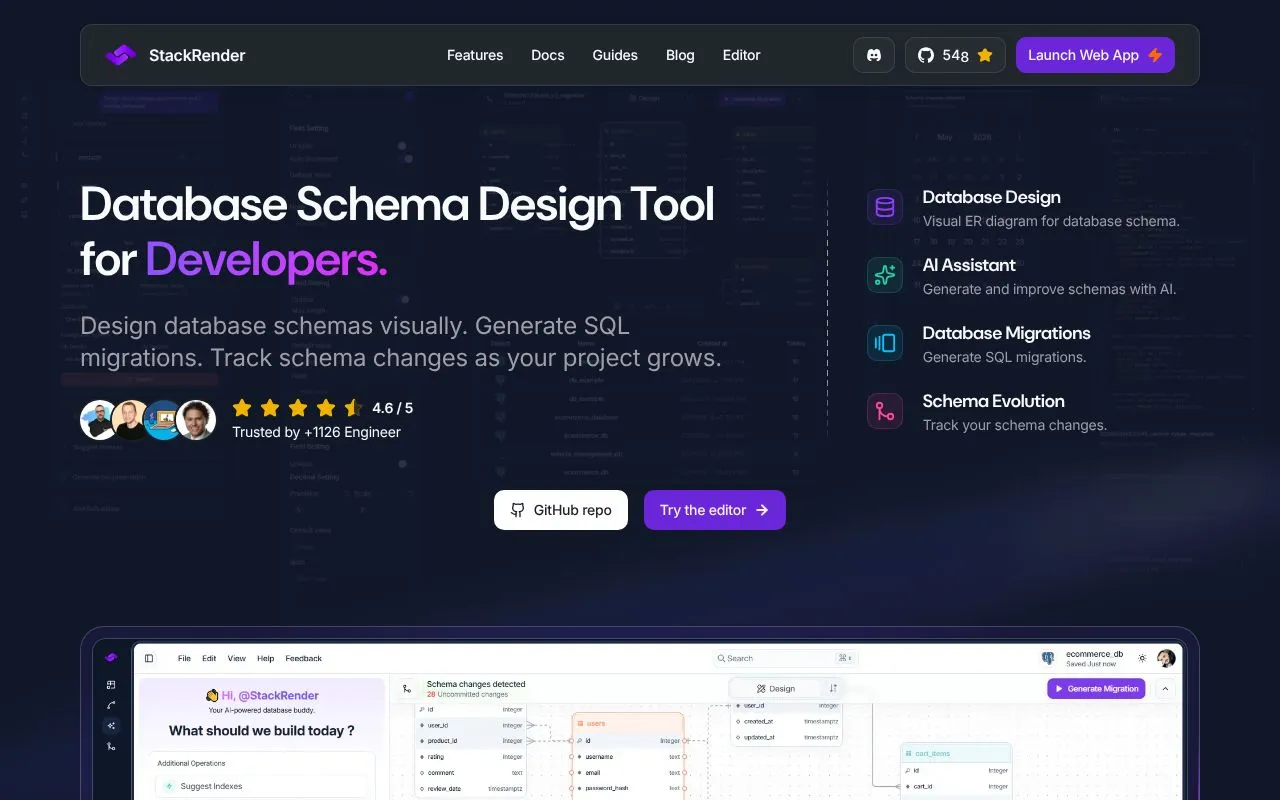StackRender homepage screenshot