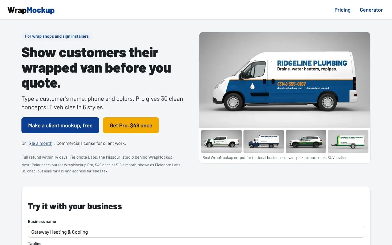WrapMockup homepage screenshot