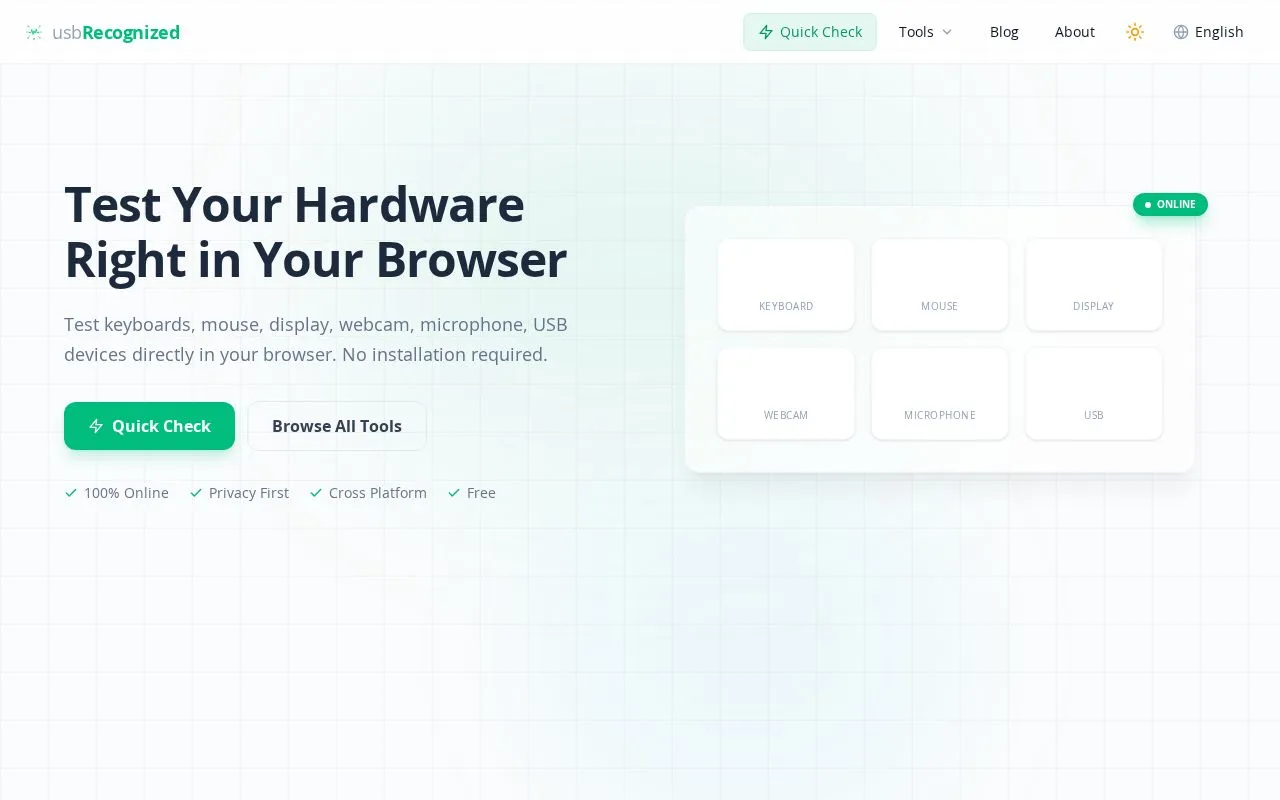 usbRecognized homepage screenshot