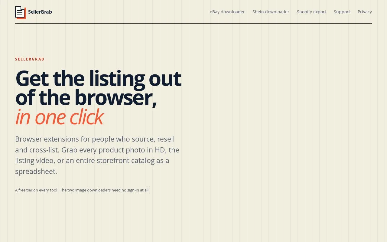 SellerGrab homepage screenshot