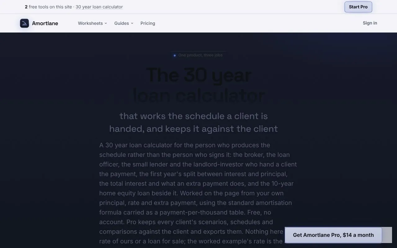 Amortlane homepage screenshot