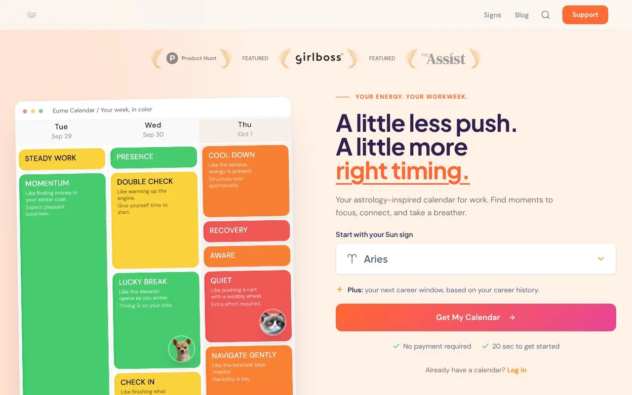 Eume homepage screenshot