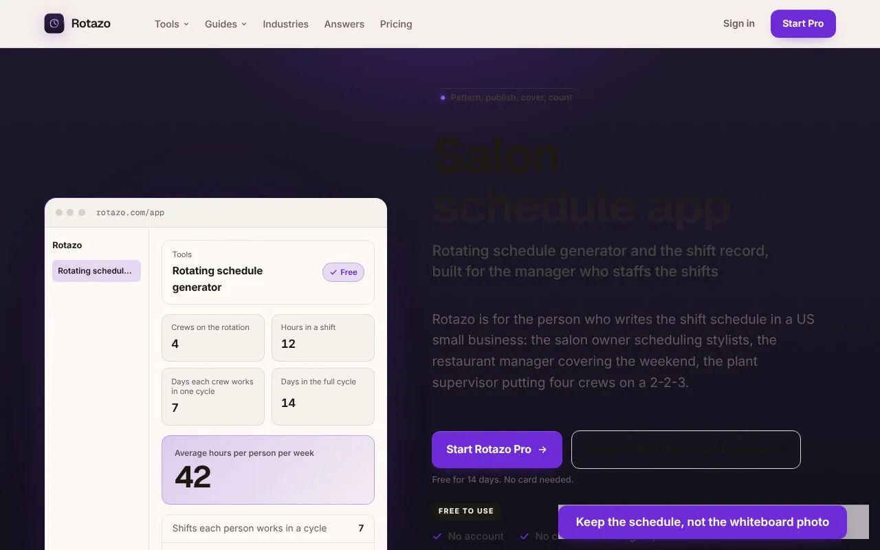 Rotazo homepage screenshot
