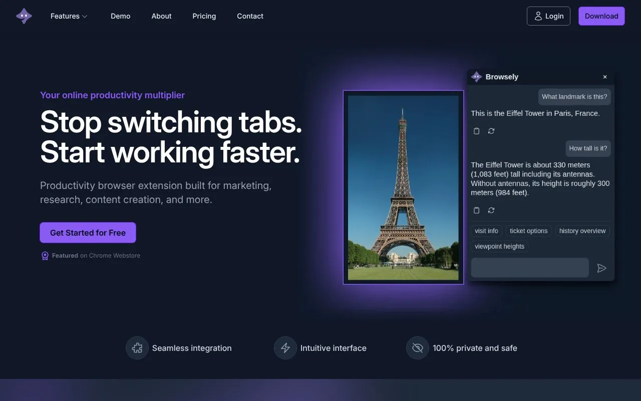 Browsely homepage screenshot