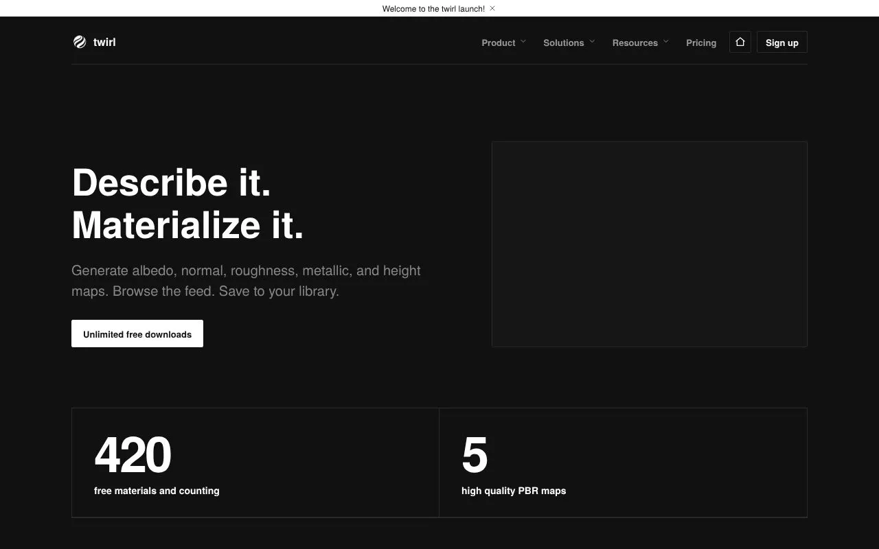 twirl homepage screenshot