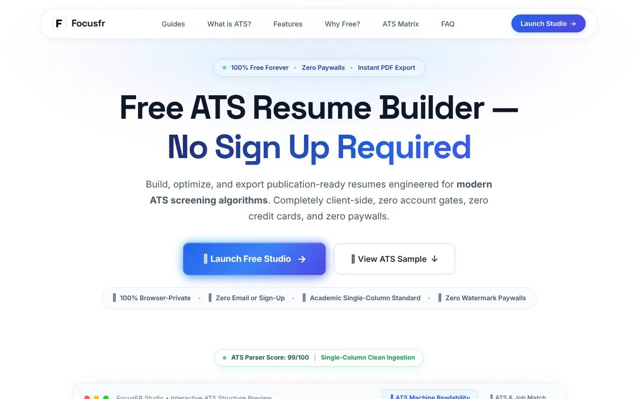 FocusFR homepage screenshot
